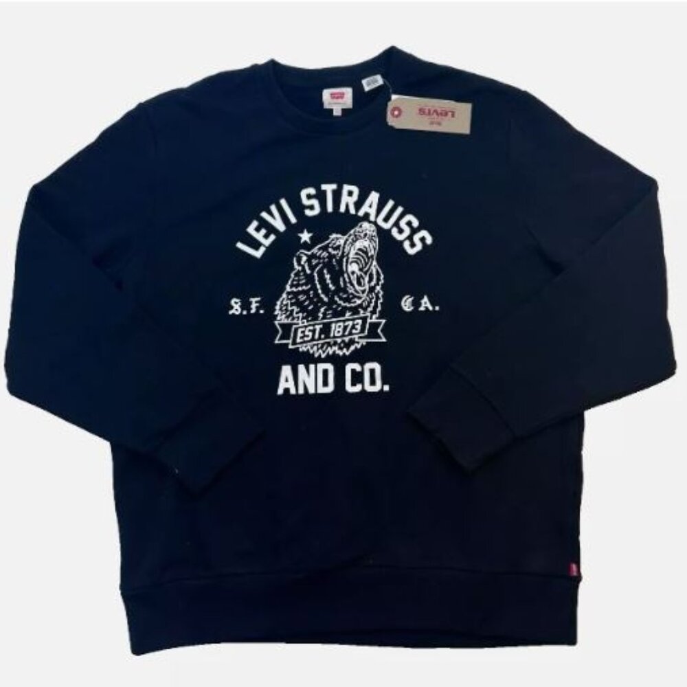 LEVI'S 100% Cotton Sweatshirt Pullover Men's Size XXL Black White Print New